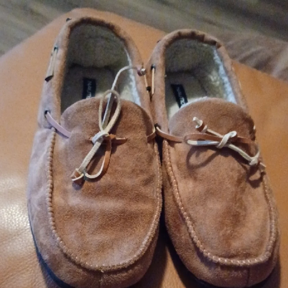 -- Nautica Men's Brown Suede Loafers Size 12